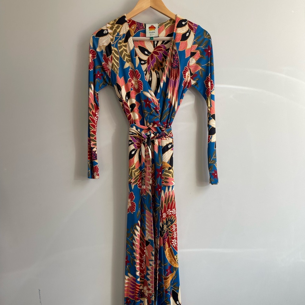 Farm Rio Floral Maxi Dress with Waist Wrap